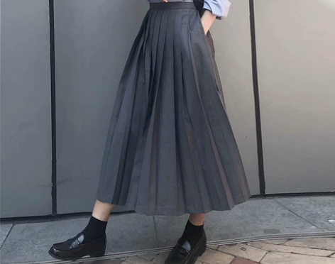 百褶大摆裙a字伞裙长裙21春款高腰高温压褶...