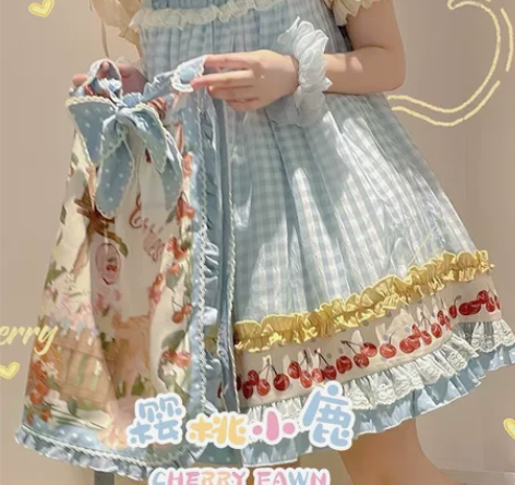 甜心贩售机 樱桃小鹿jsk+围裙 全新带吊...