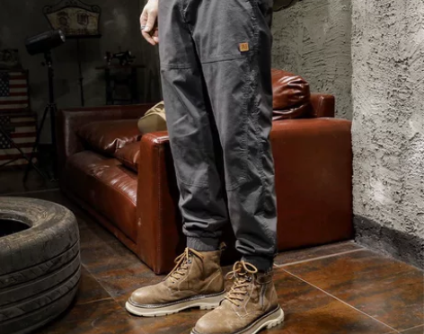 英伦雅痞秋季新款工装裤子男士宽松大码潮牌束...