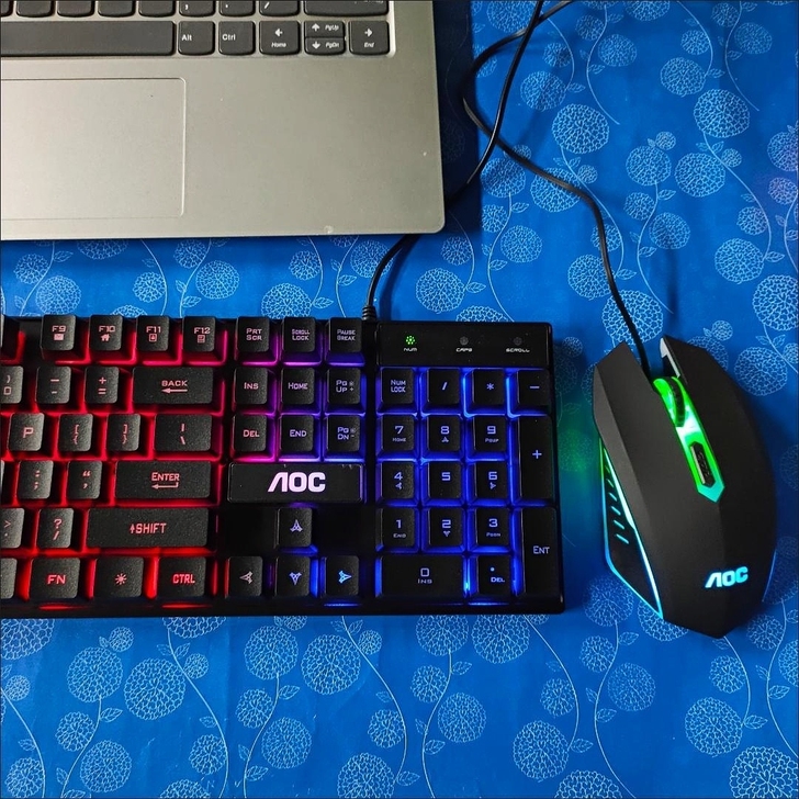 【全新未拆封】AOC机械手感有线键盘台式电...