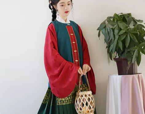 兰若庭汉服 明制 比甲 绿色 L码  全新...