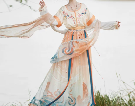 原创花槿轩山海有鹿唐制汉服女中国风敦煌飞天...