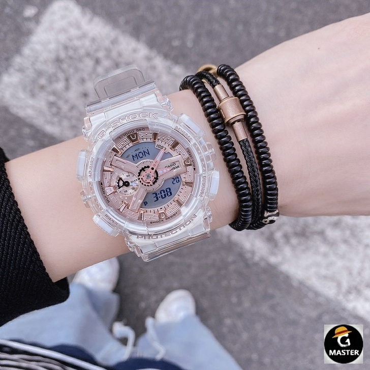 卡西欧G-SHOCK迷你中性透明冰川玫瑰金...