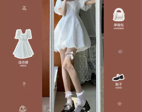 白色连衣裙公主裙,蓬蓬裙公主风宫廷风可爱裙...