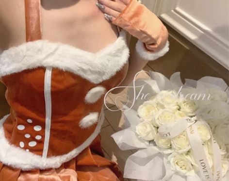 她如梦小鹿甜心2022圣诞秋冬新毛绒蝴蝶结...