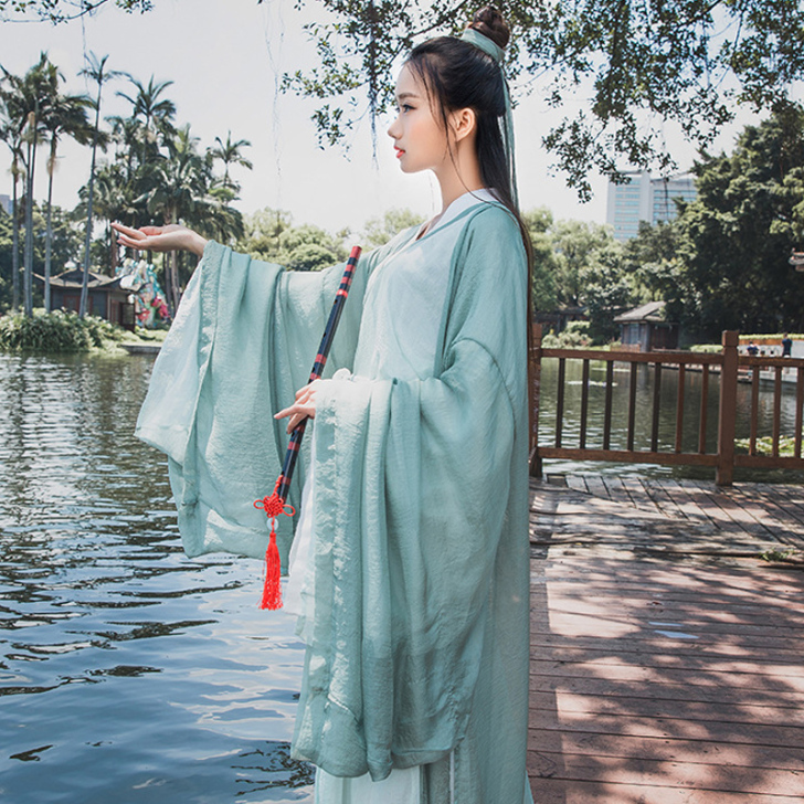 新款古装汉服男女魏晋风大袖衫交领襦裙广袖齐...