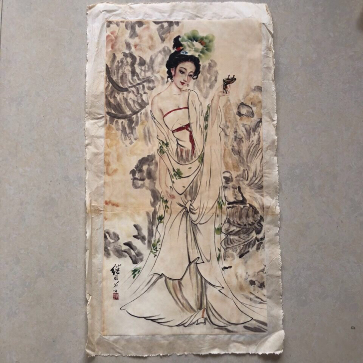 大山皮纸一张宣纸的画。如图 品相，没破损 ...