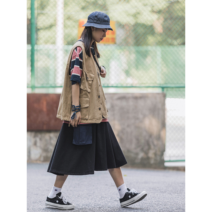 工装裙日式复古半身裙学生a字裙2020年春...