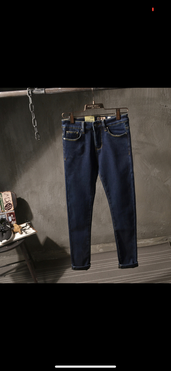 加绒加厚女修身显瘦纯色高腰牛仔裤小脚裤 暖...