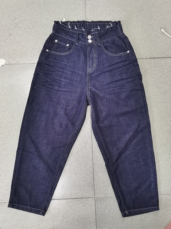 半松紧高腰老爹裤，26码，无弹软牛仔，裤长...