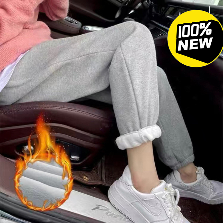 实体清仓加绒加厚运动裤女宽松束脚裤子显瘦百...