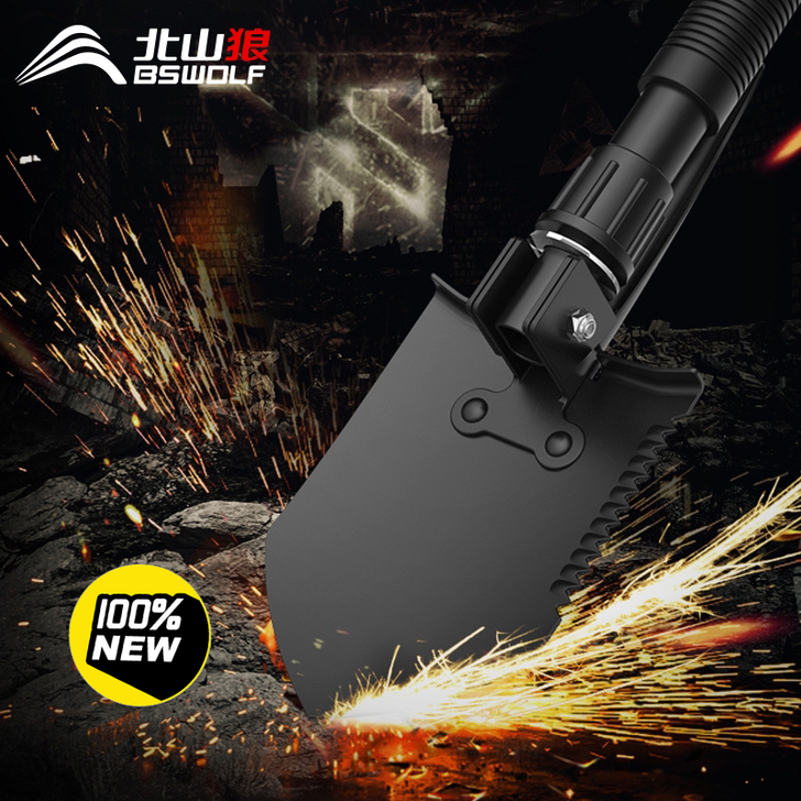 北山狼户外折叠工兵铲多功能小号锰钢军锹便携...