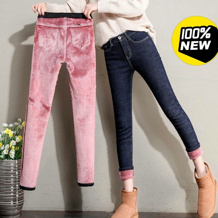 冬款加绒加厚牛仔裤女加绒加厚紧身新款显瘦小...