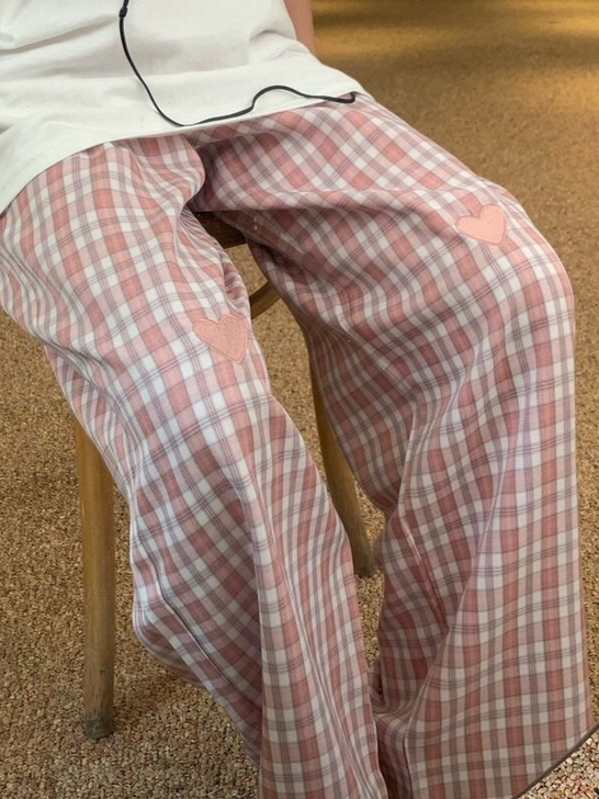 格子休闲阔腿裤/学院风/实体店不开了