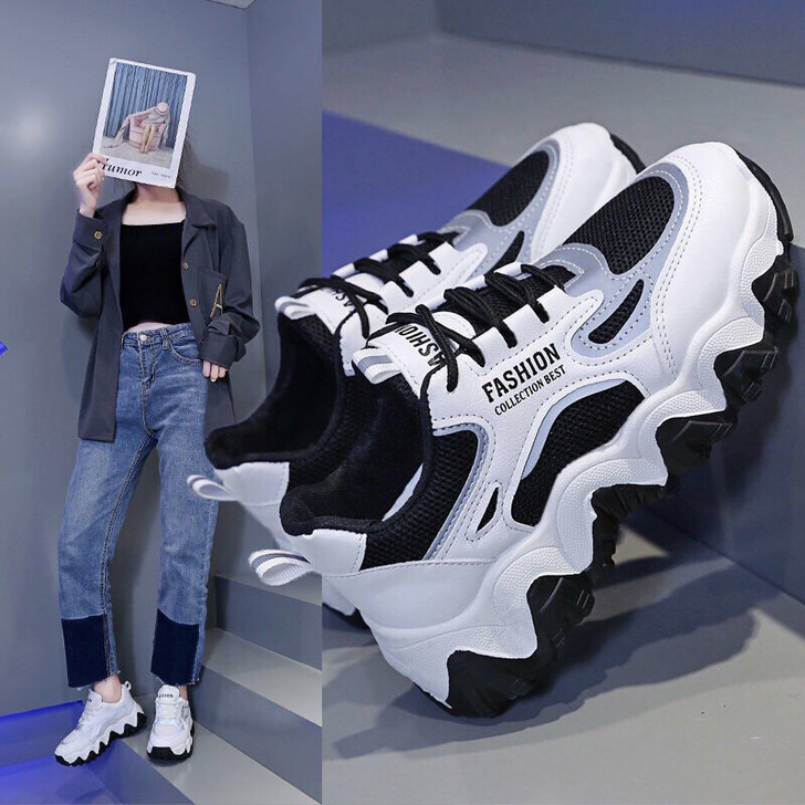 厚底增高老爹鞋女ins超火2021春秋新款...