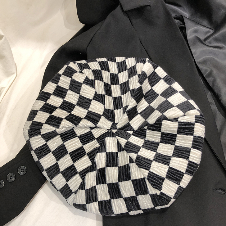 棋盘格贝雷帽 网红爆款 全新