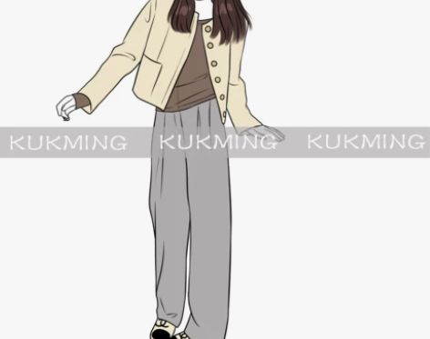 走路捕捉风 两色休闲拖地阔腿长裤高腰直筒休...