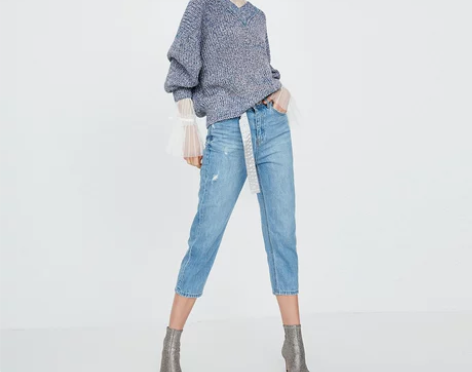 ?ONLY夏季新款高腰设计哈伦裤七分牛仔裤...