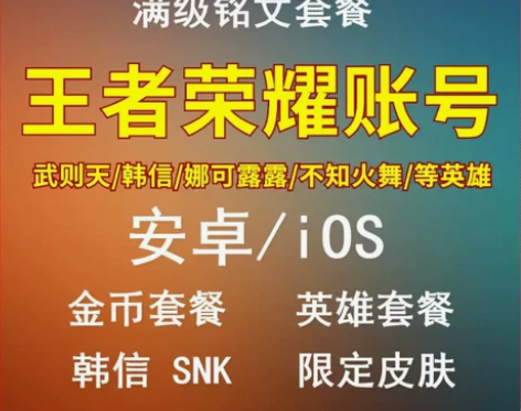 安卓苹果Q区满铭文初始号金币碎片号韩信露露...