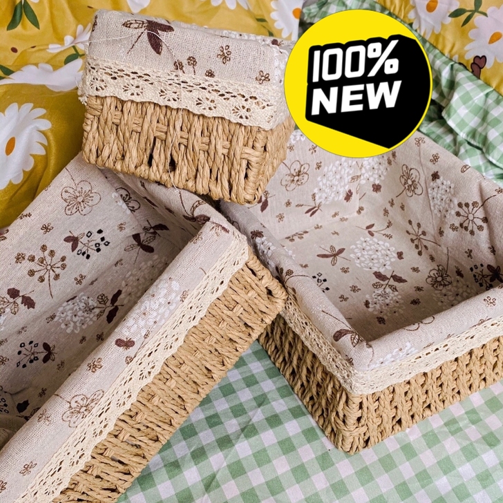 草编收纳筐纸柳藤编收纳篮桌面收纳盒化妆品茶...