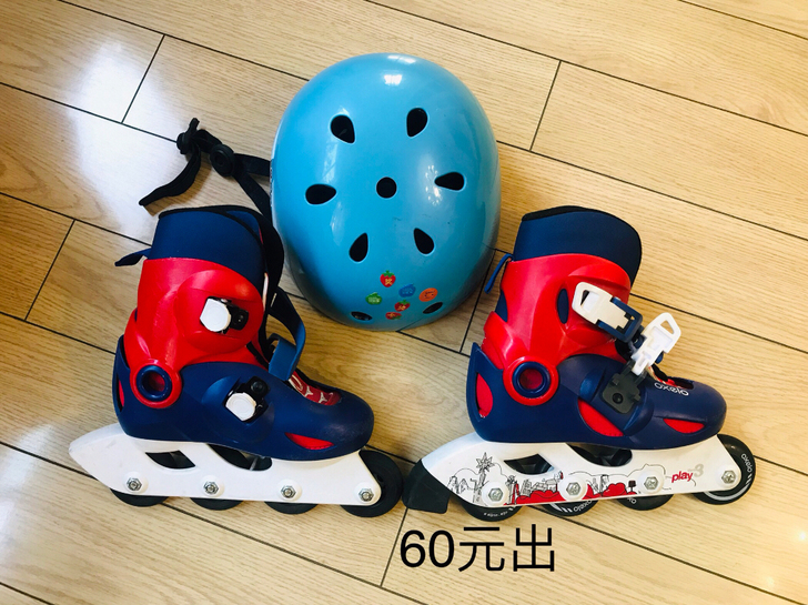 溜冰鞋+帽子 迪卡龙 60元