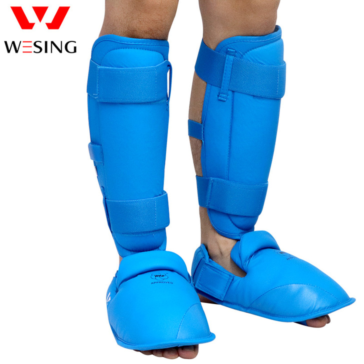 九日山空手道连体护腿泰拳拳击散打训练护胫护...