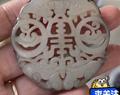 古玉老玉，镶银玉石吊坠做旧玉佩牌子古玩捡漏...