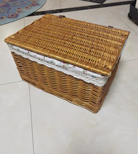 「藤编收纳箱家用衣柜整理储物盒子抽屉大号被...