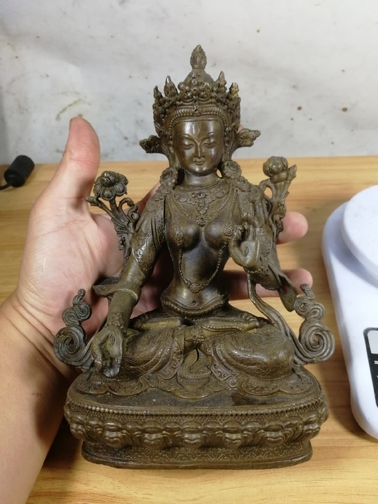 老铜佛像 藏传铜度母佛 高21厘米左右,重...