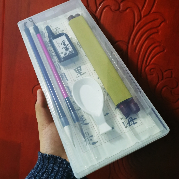 文房毛笔7件套，初学者毛笔套装，中小学生套...