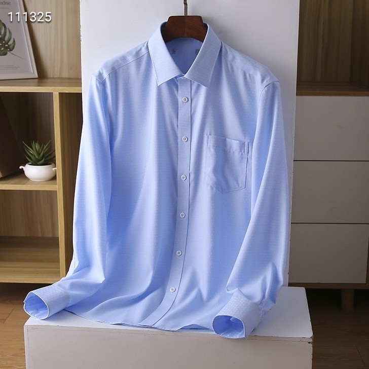 男士商务休闲免烫长袖衬衫，提花面料，