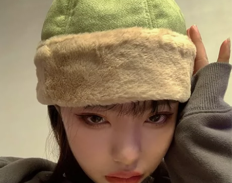 很可爱的那种绿 秋冬可爱cute绿色瓜皮帽...