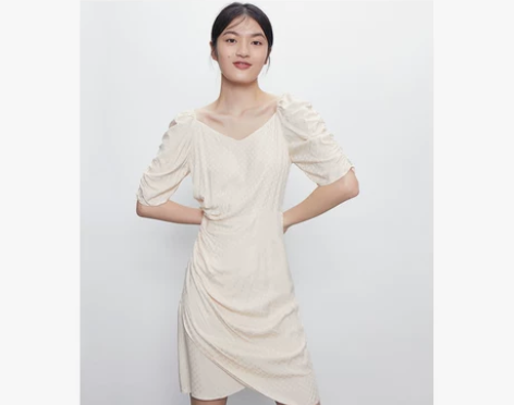 UR2020夏季新品女装休闲优雅褶皱波点图...