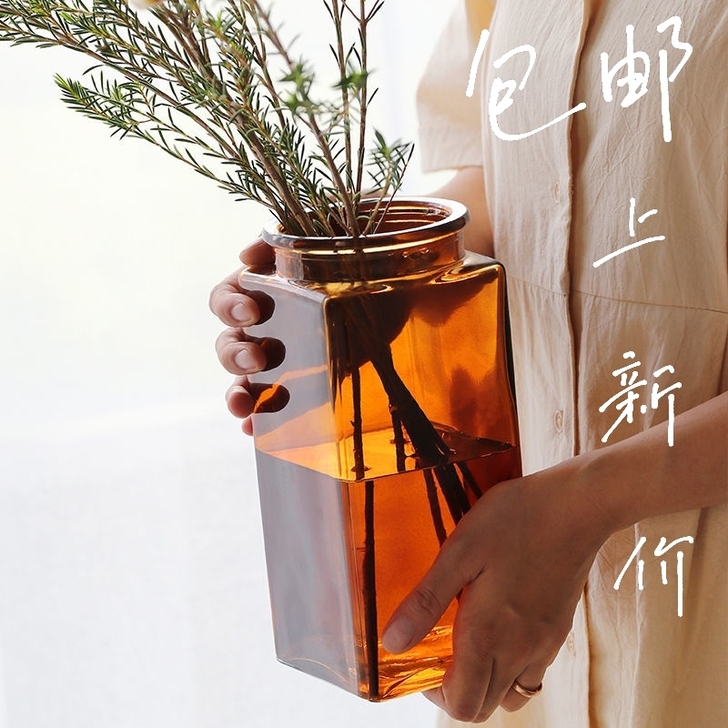 花瓶玻璃花瓶摆件干花富贵竹百合插花透明玻璃...