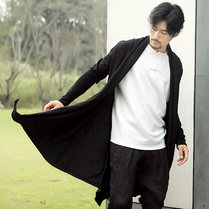 花木酌原创男士风衣中长款外套夏季中式汉服复...