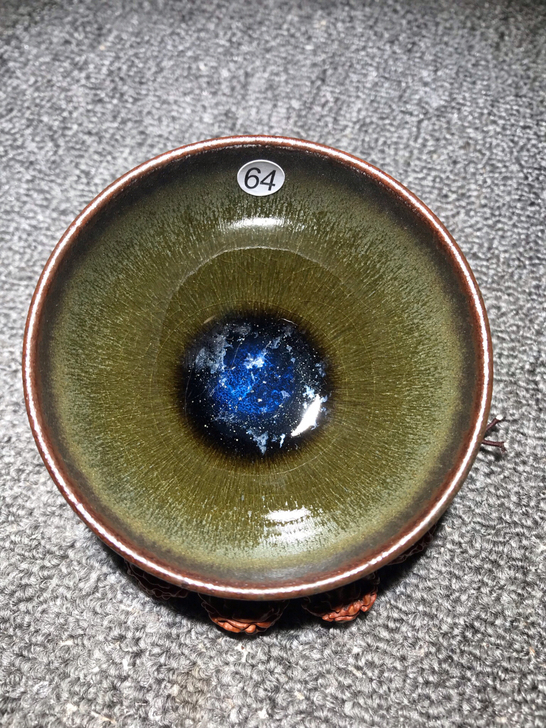 精品周丽柴烧建盏茶沫绿玉毫敛口盏主人杯