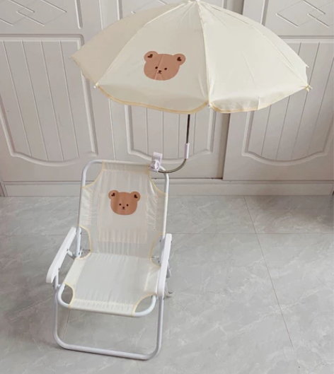 韩国ins儿童沙滩椅子户外便携折叠椅带遮阳...