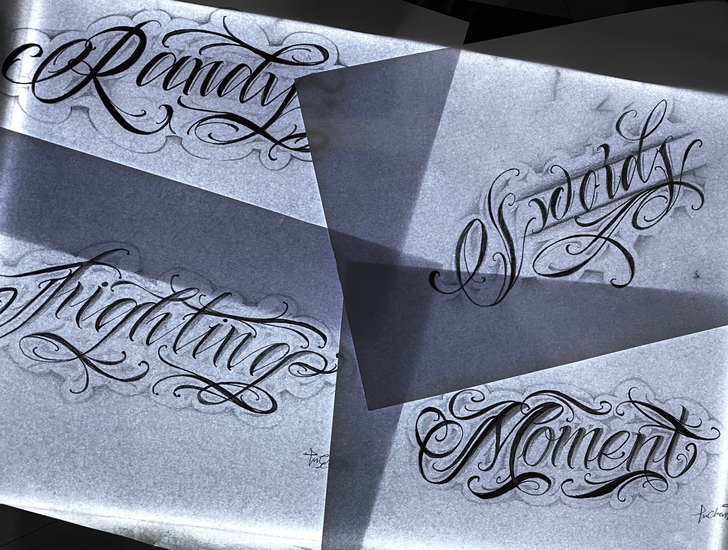 纹身手稿花体字设计