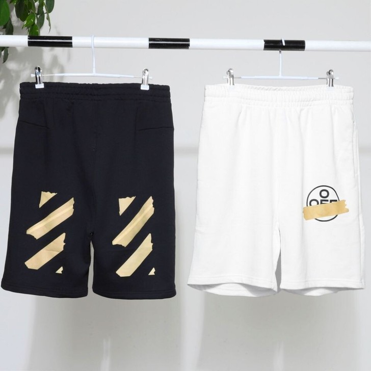 OW潮牌OFF胶带胶条警戒线宽松休闲裤运动...