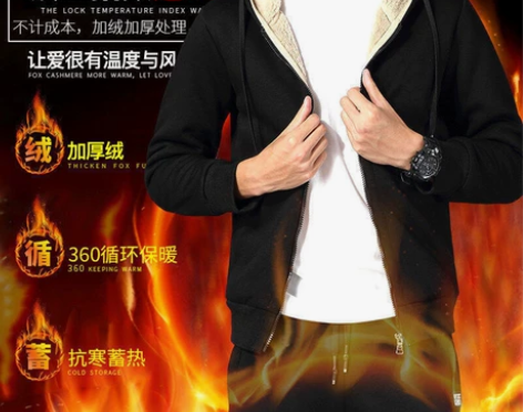 实体店不干了清仓羊羔绒连帽卫衣男加绒加厚秋...