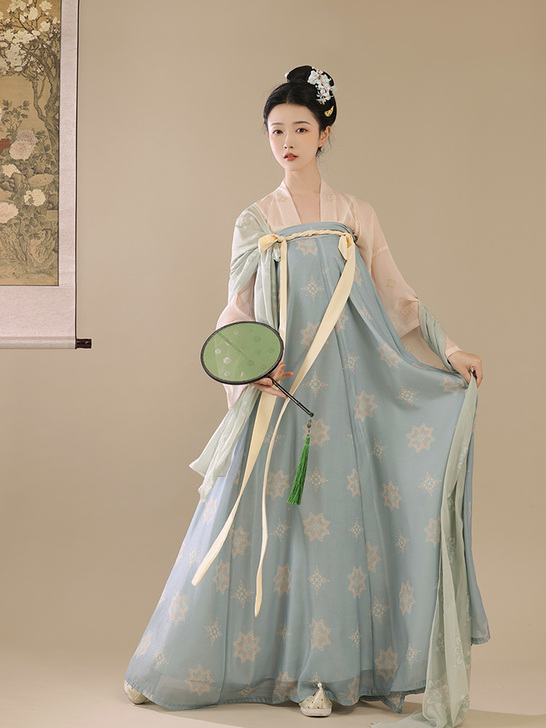 桔屿原创汉服女【长安花】唐制齐胸衫裙仙气复...