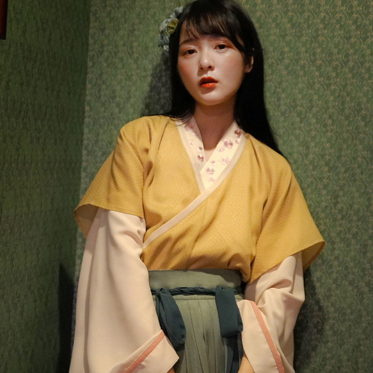 徐娇织羽集【虚花悟】改良汉元素女 交领半臂...