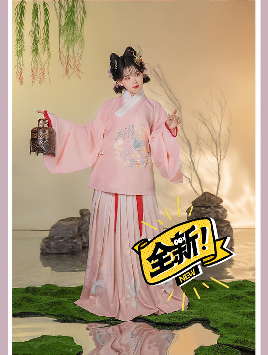 浣汝溪原创汉服飞羽明制三件套白菜秋冬明制套...