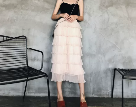 蛋糕裙半身裙长裙层层网纱百褶裙春秋夏高腰a...