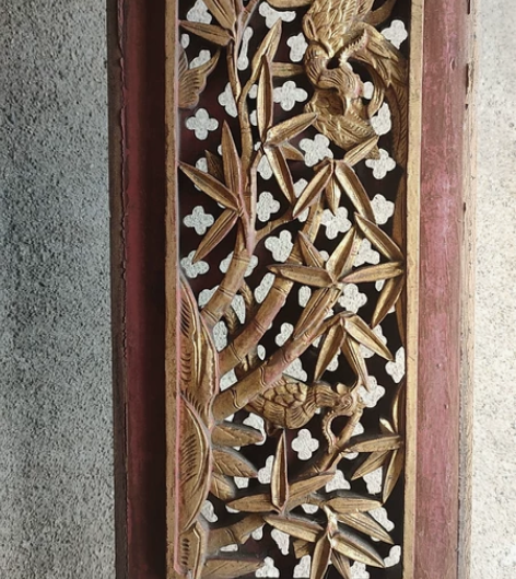 精品清代鎏金雅竹花板一片，工艺品相好，喜欢...