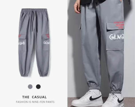 夏季薄款九分休闲裤男士韩版修身工装裤潮牌男...