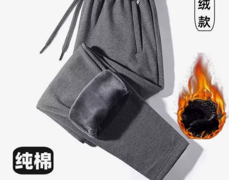 秋冬男士加绒加厚运动裤中老年纯棉宽松大码爸...