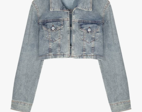 港风复古长袖牛仔短外套女装秋季薄款外搭气质...