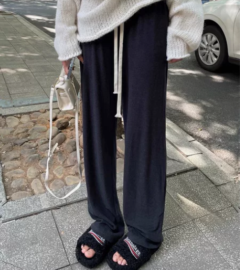 慵懒风阔腿裤女2022秋冬新款高腰垂感直筒...