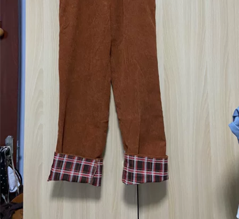 灯芯绒阔腿裤女均码松紧腰 裤腿两穿 可以放...